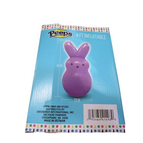 Purple Easter Bunny Inflatable Peep New In Box 4ft Tall Solid Pastel Color - Picture 12 of 12